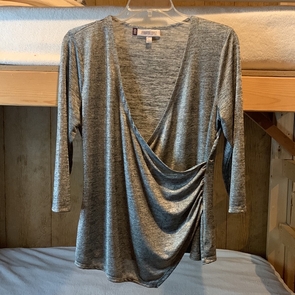 JENNIFER LOPEZ Metallic Silver Shirt